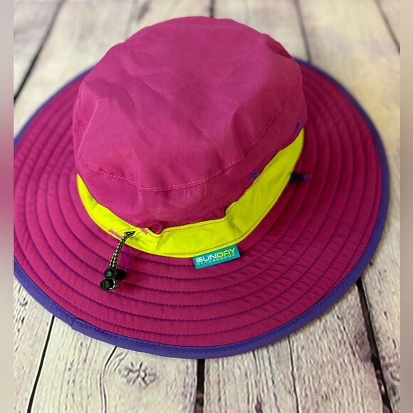 Kids Sunday Afternoons Sun Protection Pink Blue Bucket Hat Size M (ages 2-5) - Picture 2 of 5